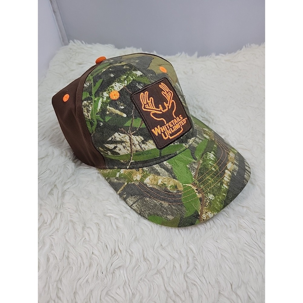 Whitetails Unlimited Camo Baseball Hat Hook & Loop Deer Hunting‎ Mossy Oak New